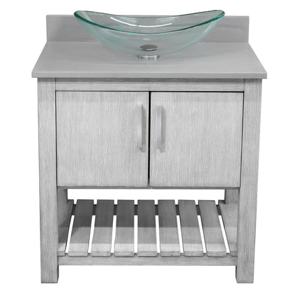 30-inch Bath Vanity with Storm Grey Quartz Counter and Sink - NOBV-30SG-280-324C