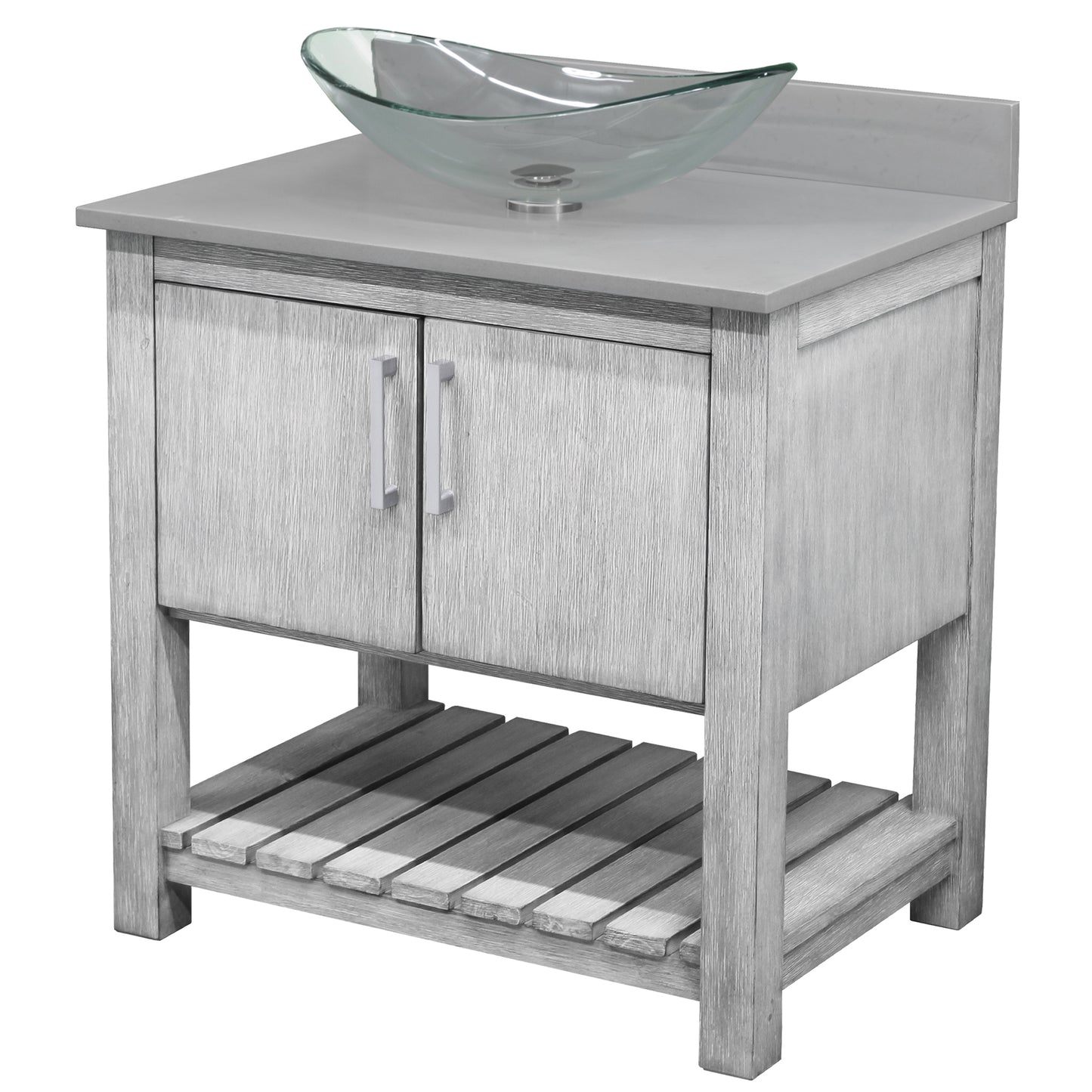 30-inch Bath Vanity with Storm Grey Quartz Counter and Sink - NOBV-30SG-280-324C