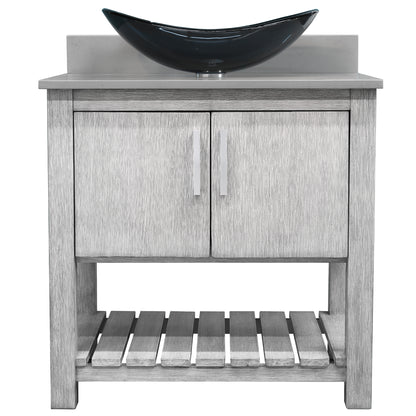 30-inch Bath Vanity with Storm Grey Quartz Counter and Sink - NOBV-30SG-280-324G