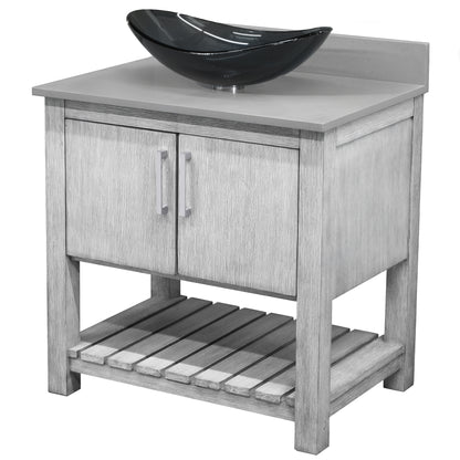 30-inch Bath Vanity with Storm Grey Quartz Counter and Sink - NOBV-30SG-280-324G