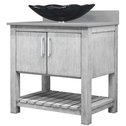 30-inch Bath Vanity with Storm Grey Quartz Counter and Sink - NOBV-30SG-280-317G