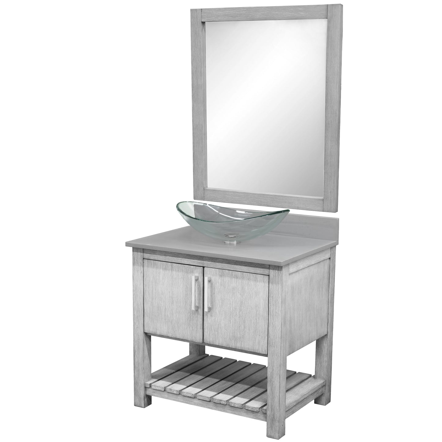 30-inch Bath Vanity with Storm Grey Quartz Counter and Sink - NOBV-30SG-280-324C