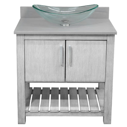 30-inch Bath Vanity with Storm Grey Quartz Counter and Sink - NOBV-30SG-280-324C
