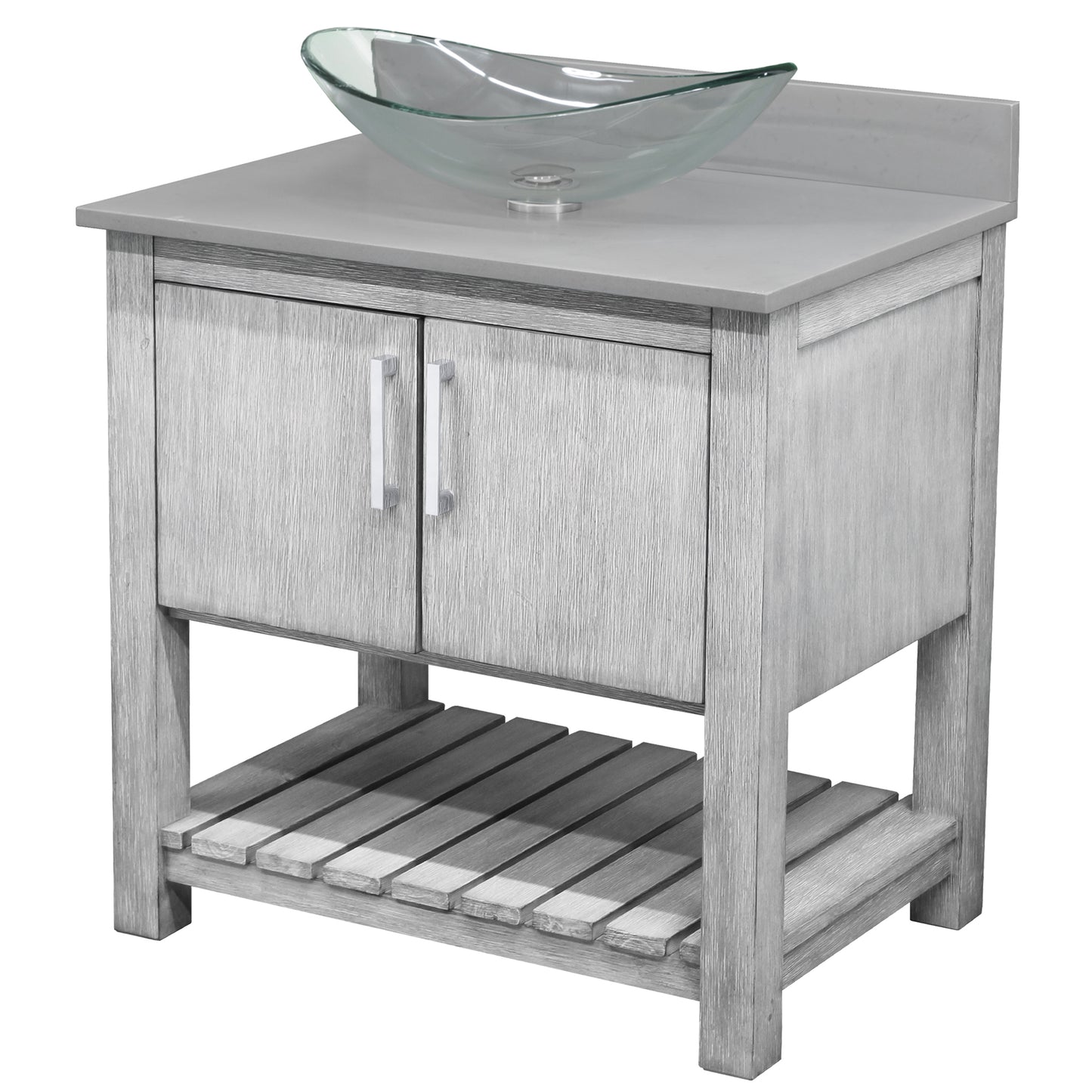 30-inch Bath Vanity with Storm Grey Quartz Counter and Sink - NOBV-30SG-280-324C