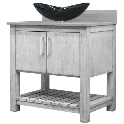 30-inch Bath Vanity with Storm Grey Quartz Counter and Sink - NOBV-30SG-280-324G