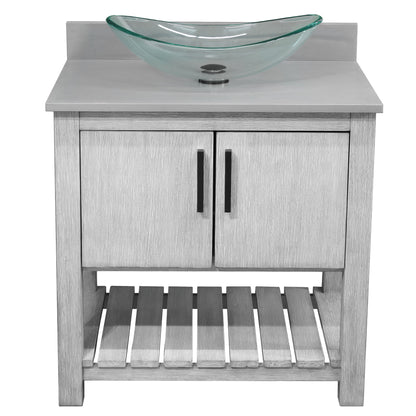 30-inch Bath Vanity with Storm Grey Quartz Counter and Sink - NOBV-30SG-280-324C