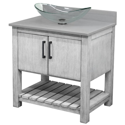 30-inch Bath Vanity with Storm Grey Quartz Counter and Sink - NOBV-30SG-280-324C