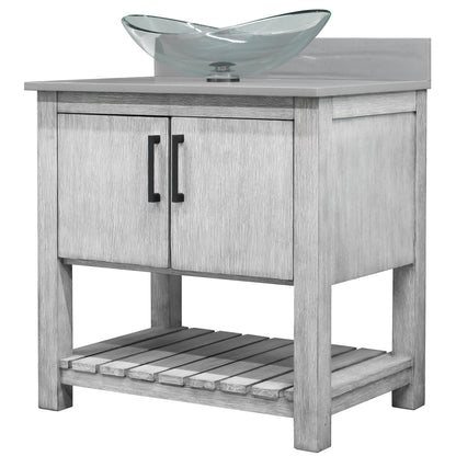 30-inch Bath Vanity with Storm Grey Quartz Counter and Sink - NOBV-30SG-280-324C