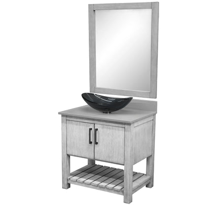 30-inch Bath Vanity with Storm Grey Quartz Counter and Sink - NOBV-30SG-280-324G