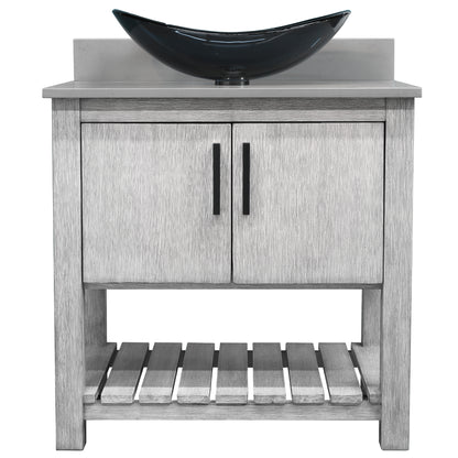 30-inch Bath Vanity with Storm Grey Quartz Counter and Sink - NOBV-30SG-280-324G