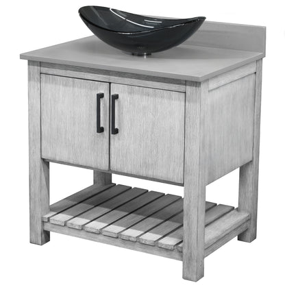 30-inch Bath Vanity with Storm Grey Quartz Counter and Sink - NOBV-30SG-280-324G