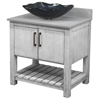 30-inch Bath Vanity with Storm Grey Quartz Counter and Sink - NOBV-30SG-280-317G