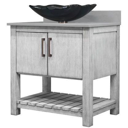 30-inch Bath Vanity with Storm Grey Quartz Counter and Sink - NOBV-30SG-280-317G