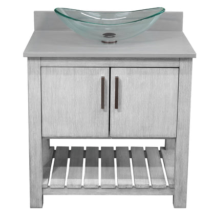 30-inch Bath Vanity with Storm Grey Quartz Counter and Sink - NOBV-30SG-280-324C