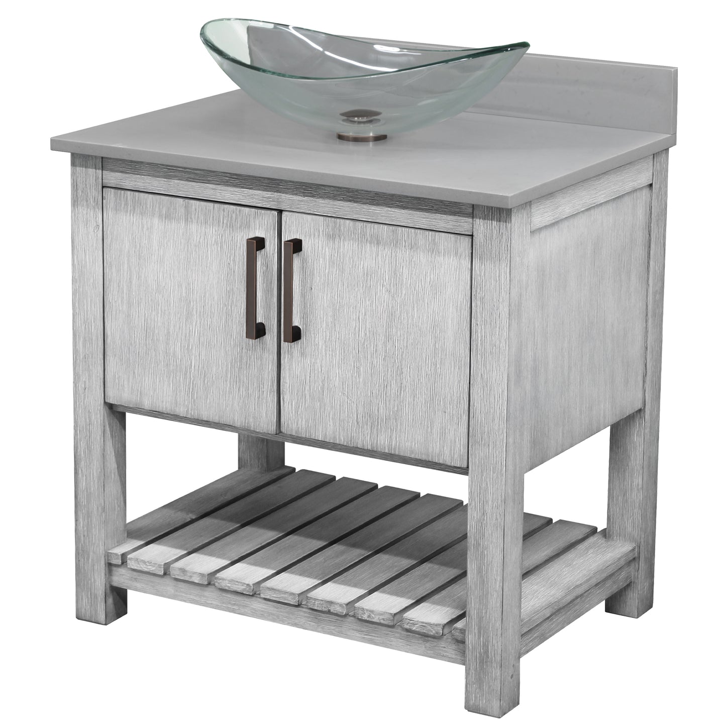 30-inch Bath Vanity with Storm Grey Quartz Counter and Sink - NOBV-30SG-280-324C