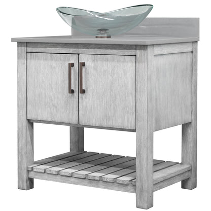 30-inch Bath Vanity with Storm Grey Quartz Counter and Sink - NOBV-30SG-280-324C