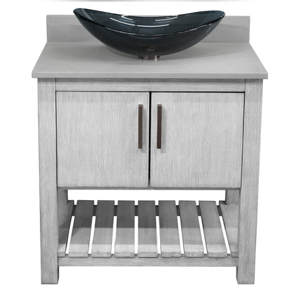 30-inch Bath Vanity with Storm Grey Quartz Counter and Sink - NOBV-30SG-280-324G