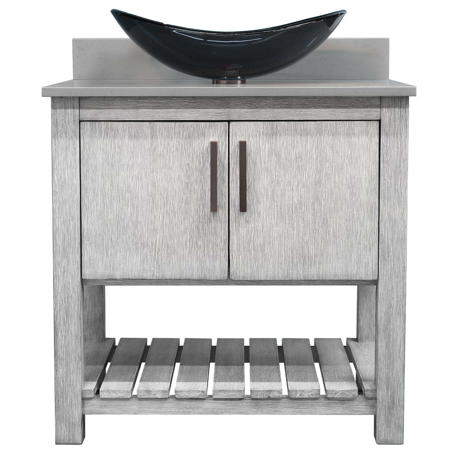 30-inch Bath Vanity with Storm Grey Quartz Counter and Sink - NOBV-30SG-280-324G