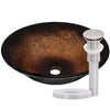 Black and Copper Round Glass Vessel Bathroom Sink NOHP-G008
