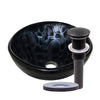 Mini 12" Hand Painted Black and Silver Glass Vessel Sink NOHP-G012-12