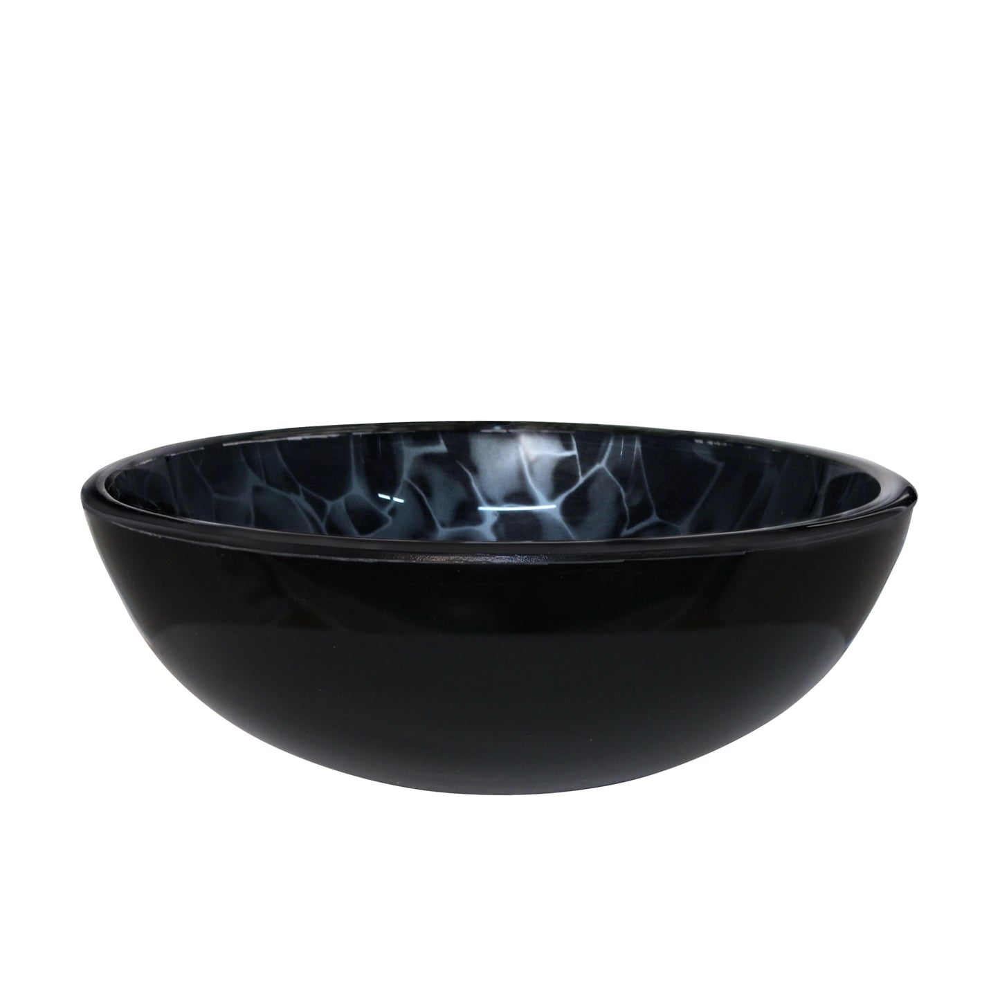 Mini 12" Hand Painted Black and Silver Glass Vessel Sink NOHP-G012-12