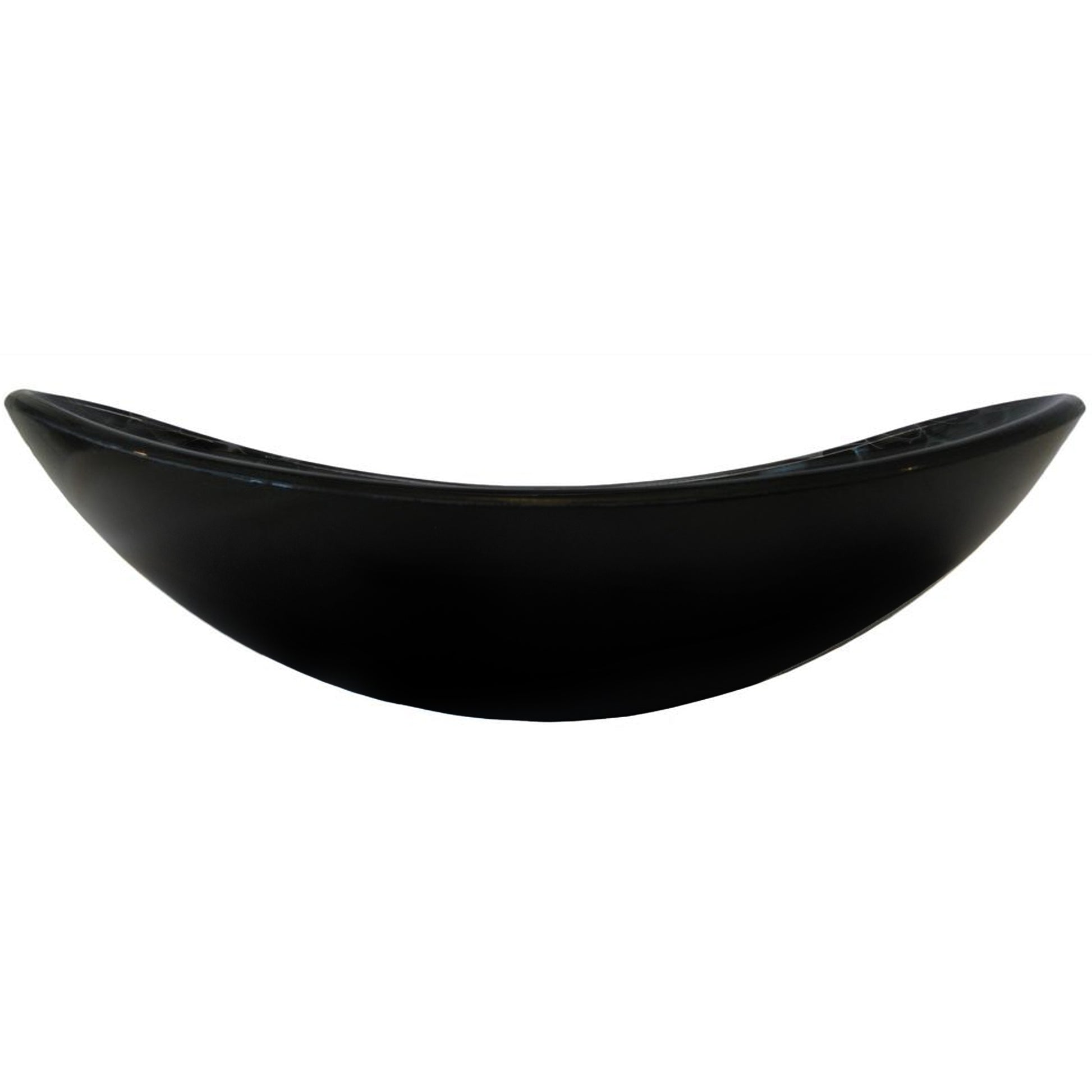 black and silver oval glass vessel sink
