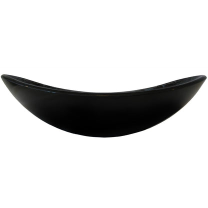 black and silver oval glass vessel sink