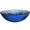 blue and silver glass sink