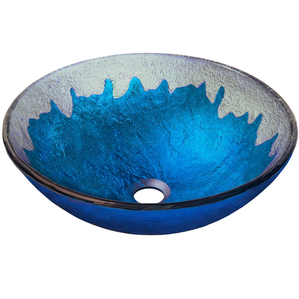 Blue silver hand-foiled vessel sink