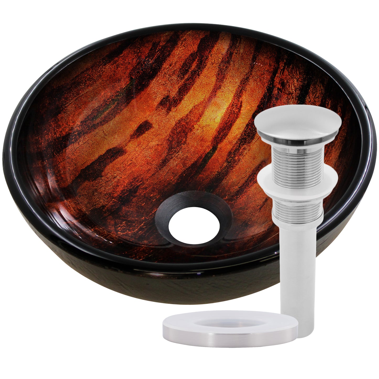 Mini 12" Hand Painted Brown Camouflage Glass Vessel Sink NOHP-G025-12