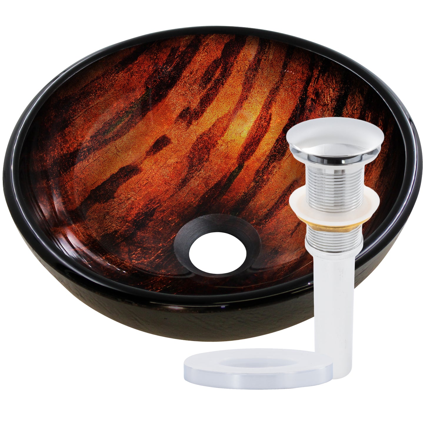 Mini 12" Hand Painted Brown Camouflage Glass Vessel Sink NOHP-G025-12