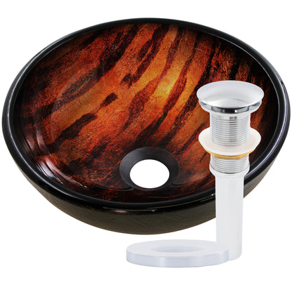 Mini 12" Hand Painted Brown Camouflage Glass Vessel Sink NOHP-G025-12