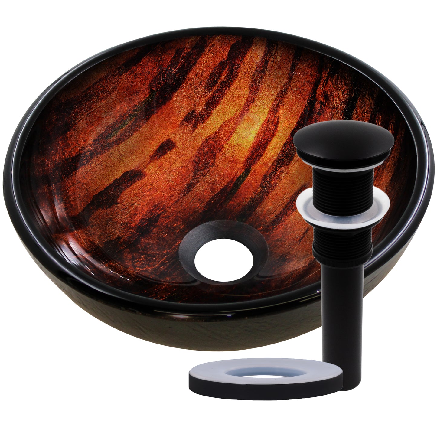 Mini 12" Hand Painted Brown Camouflage Glass Vessel Sink NOHP-G025-12