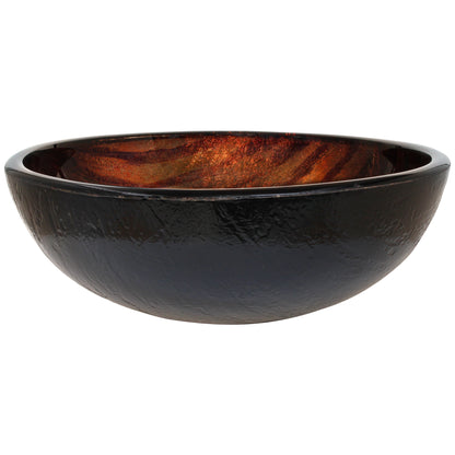 Mini 12" Hand Painted Brown Camouflage Glass Vessel Sink NOHP-G025-12