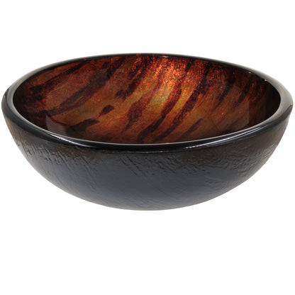 Mini 12" Hand Painted Brown Camouflage Glass Vessel Sink NOHP-G025-12