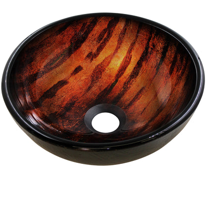 Mini 12" Hand Painted Brown Camouflage Glass Vessel Sink NOHP-G025-12