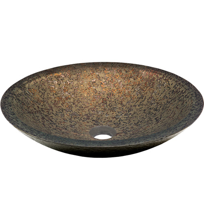 Hand Painted Green Khaki Glass Vessel Bath Sink NOHP-G031