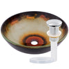 Black and Orange Glass Sink with pop-up drain, chrome