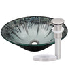 Artsy Glass Vessel Bath Sink with pop-up drain, brushed nickel