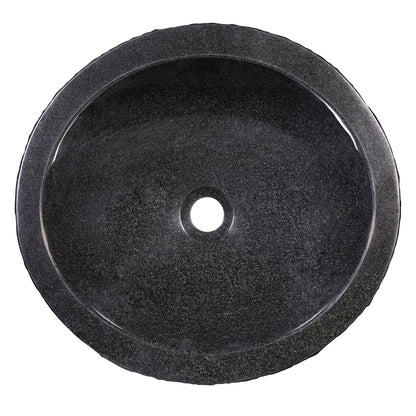 Round Black Granite Stone Bathroom Sink