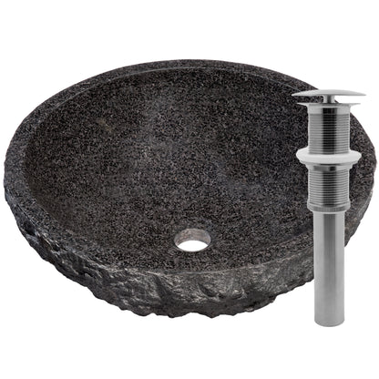 black granite vessel sink w/ umbrella drain brushed nickel