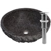 black granite vessel sink w/ umbrella drain brushed nickel