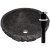 black granite vessel sink w/ umbrella drain matte black