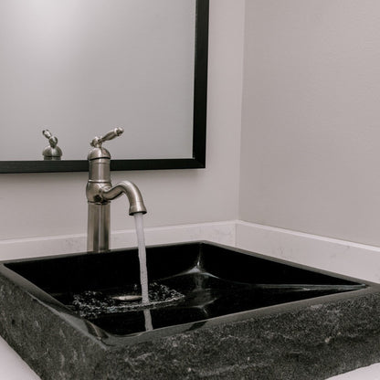 black granite stone vessel sink
