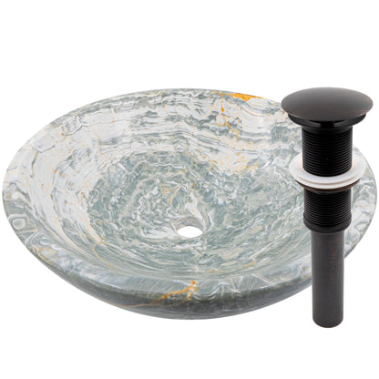 blue onyx stone vessel sink umbrella drain in oil rubbed bronze