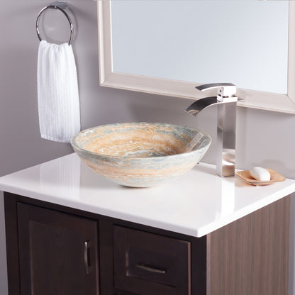 blue onyx stone vessel sink on vanity