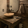 beige travertine vessel stone sink lifestyle