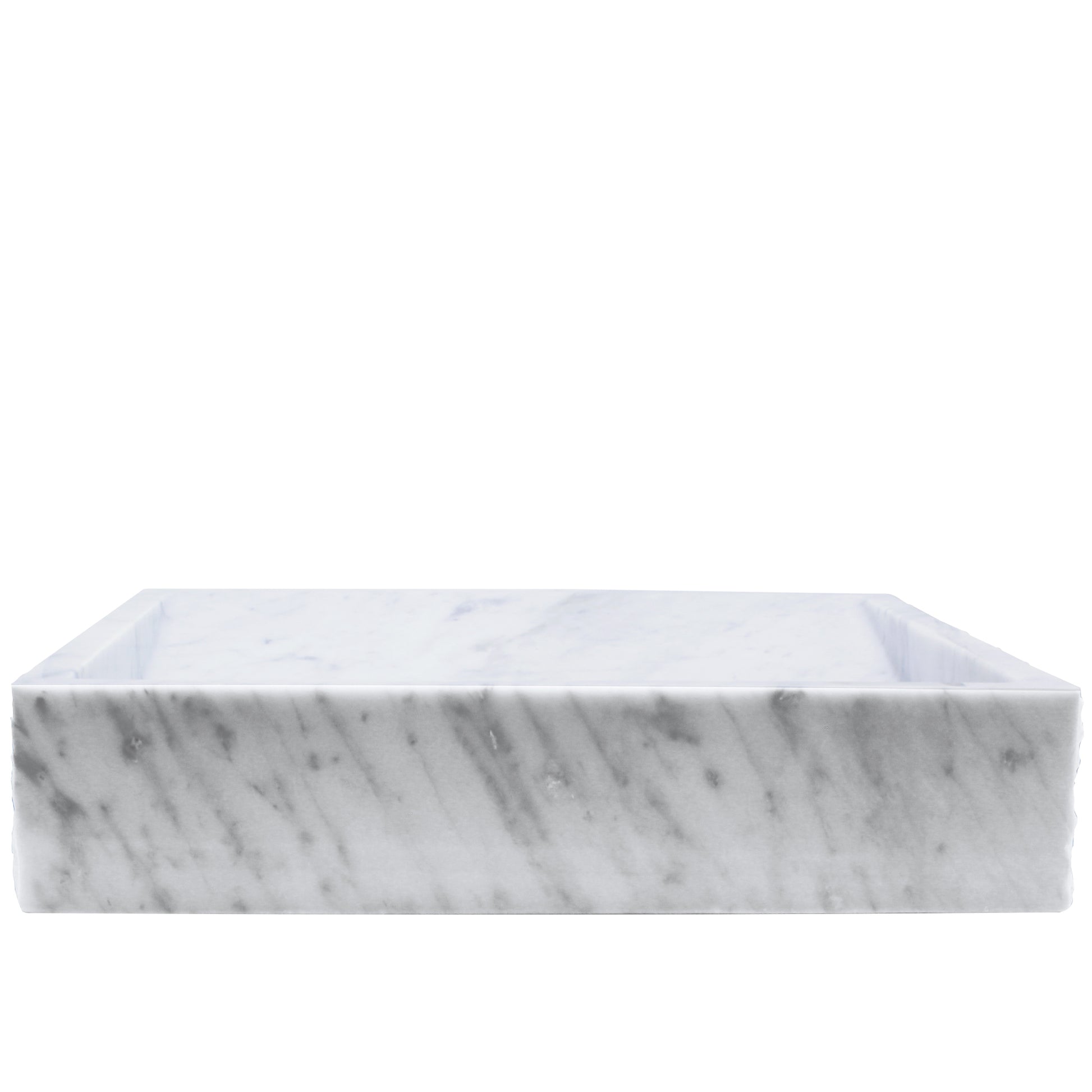 Carrara white marble stone vessel sink polished backside