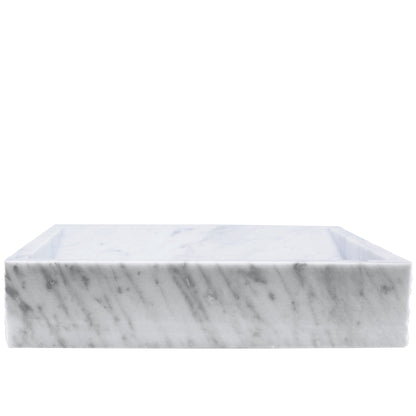 Carrara white marble stone vessel sink polished backside