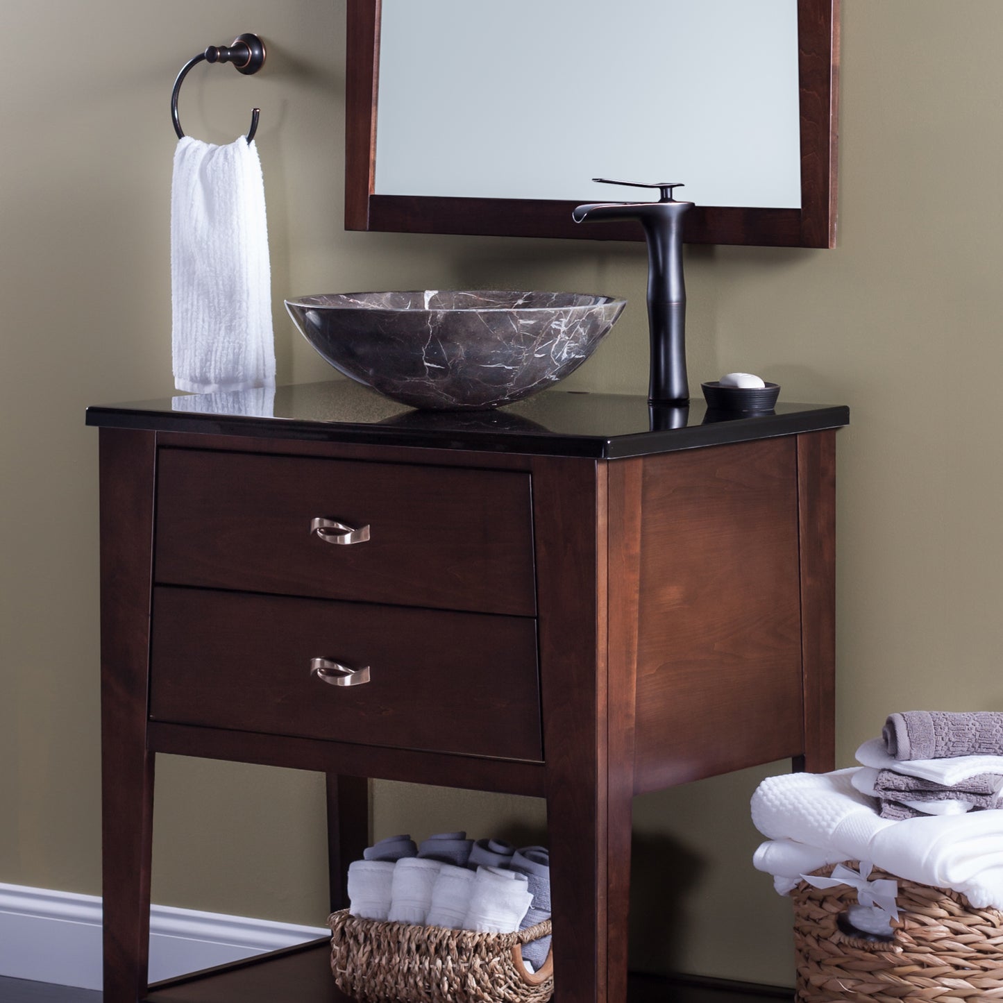 Natural Coffee Marble Stone Vessel Bath Sink NOSV-CM